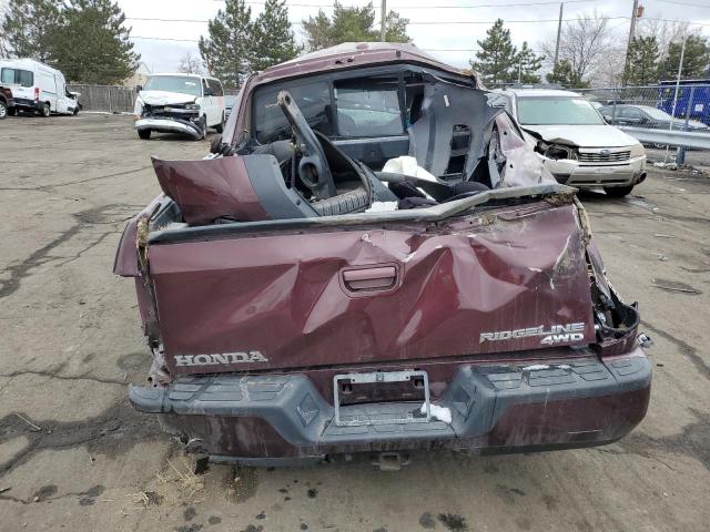 5FPYK1F51AB013520 - 2010 HONDA RIDGELINE RTL BURGUNDY photo 6