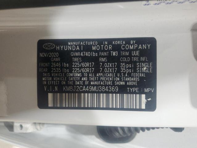 KM8J2CA49MU384369 - 2021 HYUNDAI TUCSON SE WHITE photo 13