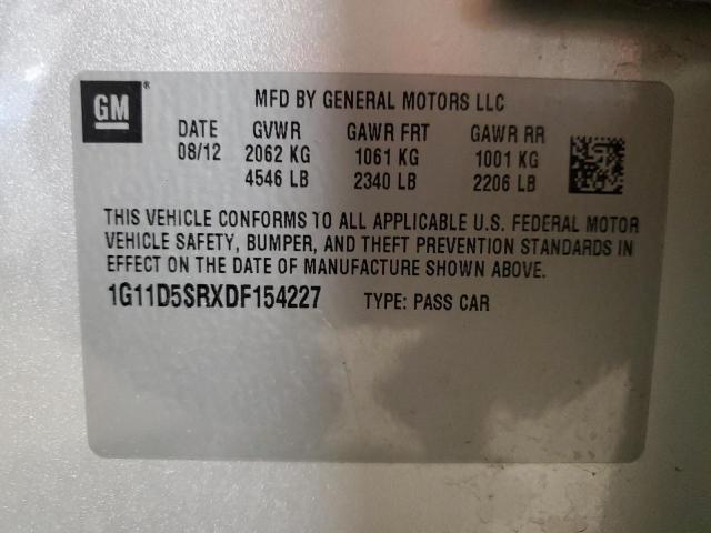 1G11D5SRXDF154227 - 2013 CHEVROLET MALIBU 1LT 银色 照片 12