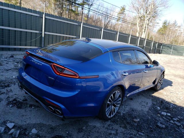 KNAE25LAXJ6026649 - 2018 KIA STINGER PREMIUM BLUE photo 3