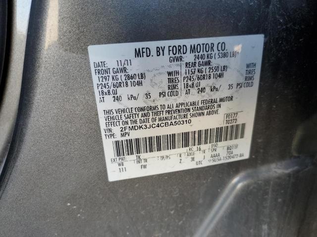 2FMDK3JC4CBA50310 - 2012 FORD EDGE SEL GRAY photo 13