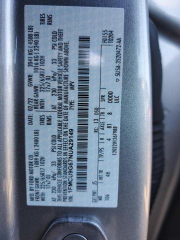 1FMCU9G67NUA29149 - 2022 FORD ESCAPE SE SILVER photo 13