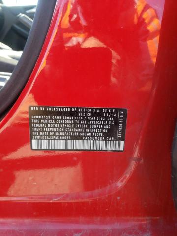3VW1K7AJ3FM269059 - 2015 VOLKSWAGEN JETTA BASE Կարմիր լուսանկար 12
