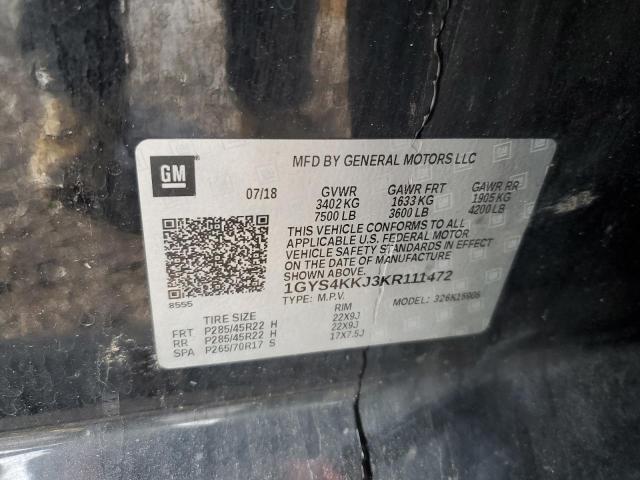 1GYS4KKJ3KR111472 - 2019 CADILLAC ESCALADE ESV PLATINUM შავი ფოტო 13