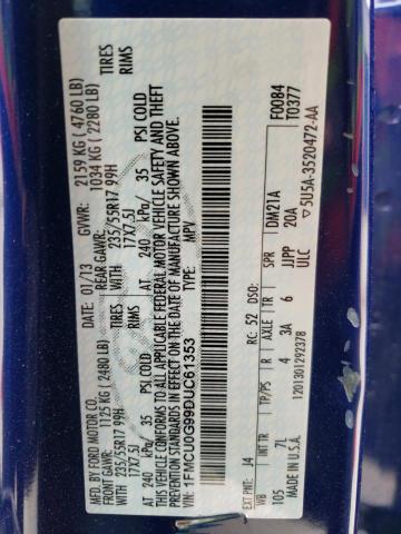 1FMCU0G99DUC61353 - 2013 FORD ESCAPE SE BLUE photo 12