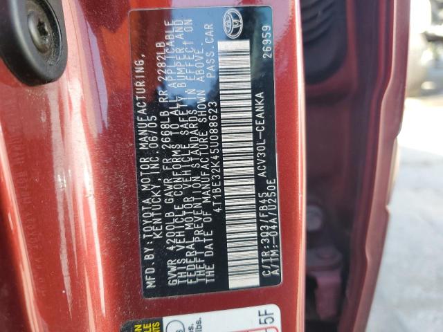 4T1BE32K45U088623 - 2005 TOYOTA CAMRY LE RED photo 12