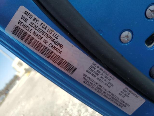 2C3CDZBT5PH645265 - 2023 DODGE CHALLENGER R/T BLUE photo 12