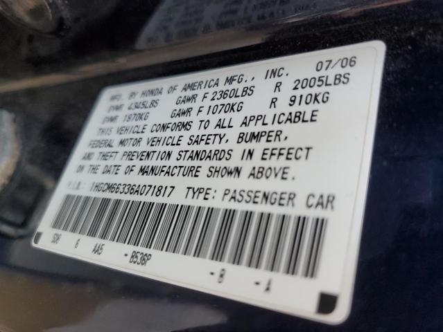 1HGCM66336A071817 - 2006 HONDA ACCORD LX BLUE photo 13