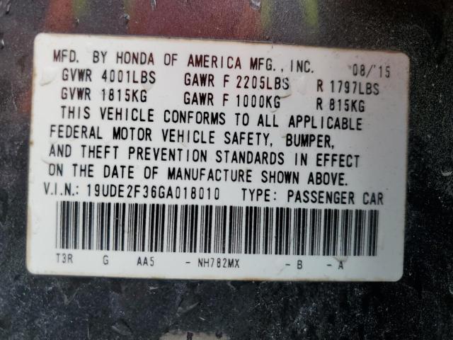 19UDE2F36GA018010 - 2016 ACURA ILX BASE WATCH PLUS GRAY photo 12