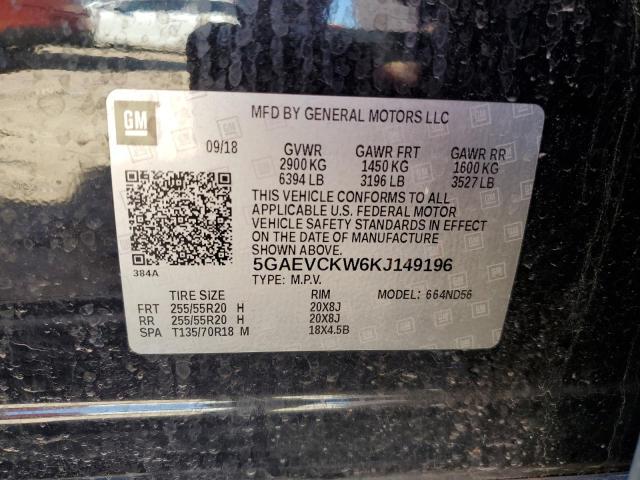 5GAEVCKW6KJ149196 - 2019 BUICK ENCLAVE AVENIR BLACK photo 12