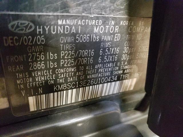 KM8SC13E26U100434 - 2006 HYUNDAI SANTA FE GLS BLACK photo 14