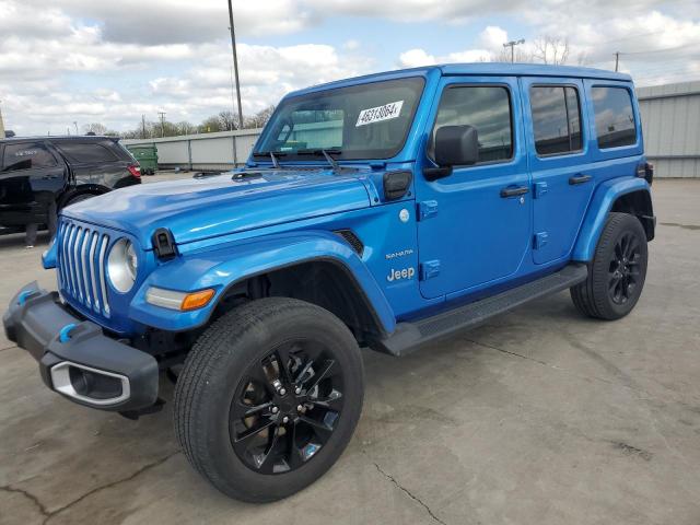 1C4JJXP66NW275039 - 2022 JEEP WRANGLER U SAHARA 4XE BLUE photo 1
