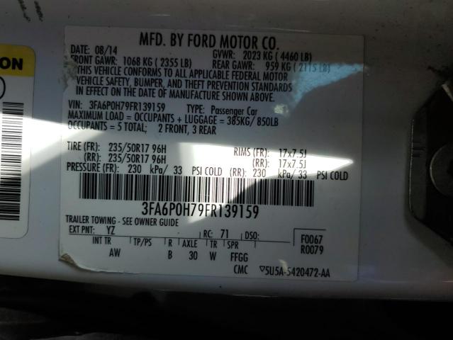 3FA6P0H79FR139159 - 2015 FORD FUSION SE WHITE photo 13