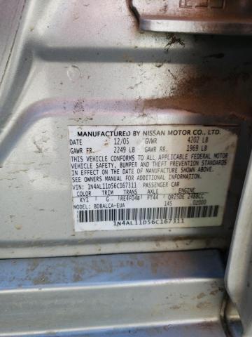 1N4AL11D56C167311 - 2006 NISSAN ALTIMA S SILVER photo 12