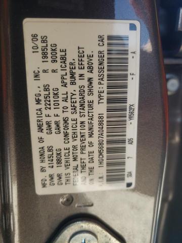 1HGCM56807A048681 - 2007 HONDA ACCORD EX GRAY photo 12