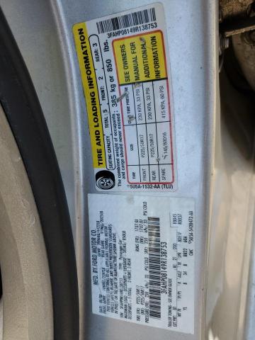 3FAHP08149R138753 - 2009 FORD FUSION SEL SILVER photo 12