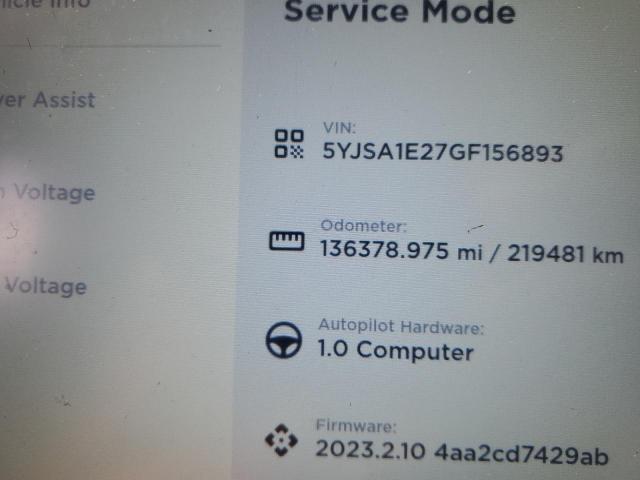 5YJSA1E27GF156893 - 2016 TESLA MODEL S Կապույտ լուսանկար 9