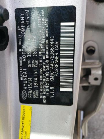 KMHCT4AE7EU667441 - 2014 HYUNDAI ACCENT GLS SILVER photo 12