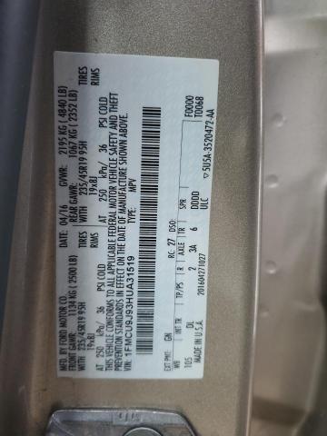 1FMCU9J93HUA31519 - 2017 FORD ESCAPE TITANIUM GOLD photo 12