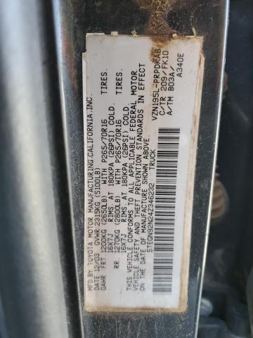 5TEGN92N24Z346232 - 2004 TOYOTA TACOMA DOUBLE CAB PRERUNNER BLACK photo 12