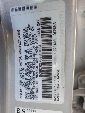 1NXBR32EX8Z987604 - 2008 TOYOTA COROLLA CE SILVER photo 12