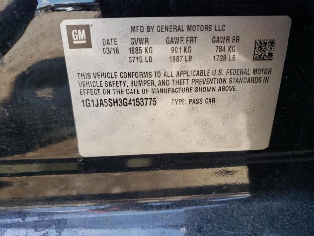 1G1JA5SH3G4153775 - 2016 CHEVROLET SONIC LS შავი ფოტო 13