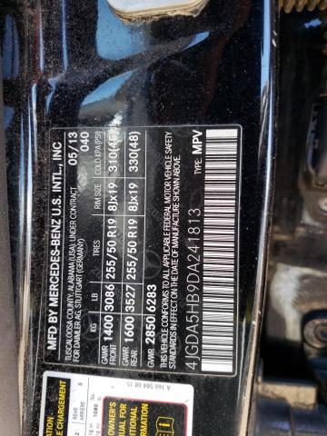 4JGDA5HB9DA241813 - 2013 MERCEDES-BENZ ML 350 4MATIC BLACK photo 12