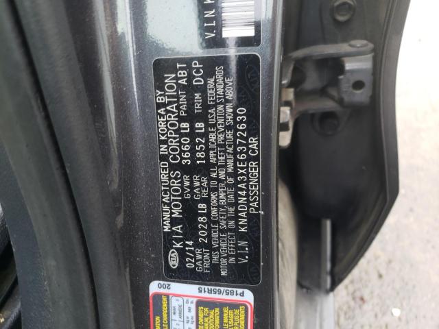 KNADN4A3XE6372630 - 2014 KIA RIO EX GRAY photo 12