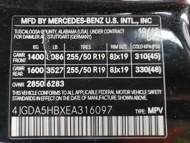 4JGDA5HBXEA316097 - 2014 MERCEDES-BENZ ML 350 4MATIC BLACK photo 13