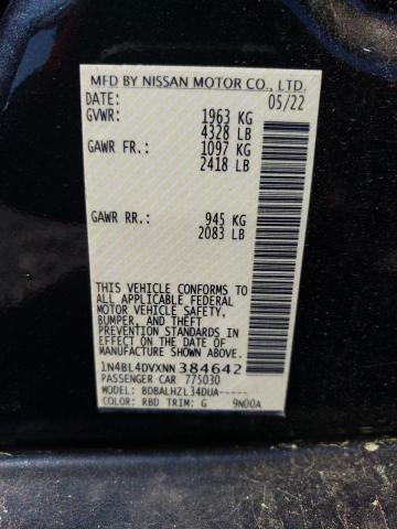 1N4BL4DVXNN384642 - 2022 NISSAN ALTIMA SV BLACK photo 12