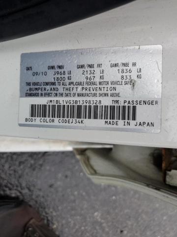 JM1BL1VG3B1398328 - 2011 MAZDA 3 I WHITE photo 12