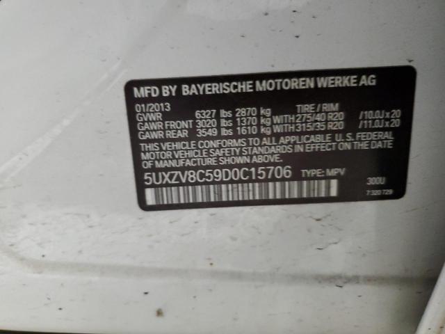 5UXZV8C59D0C15706 - 2013 BMW X5 XDRIVE50I WHITE photo 12
