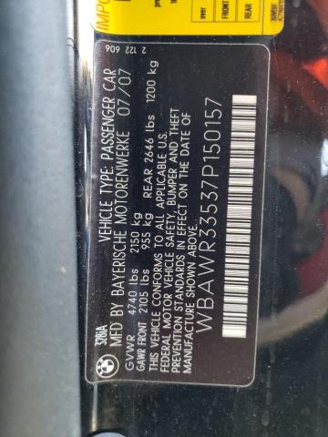 WBAWR33537P150157 - 2007 BMW 328 I SULEV BLACK photo 12