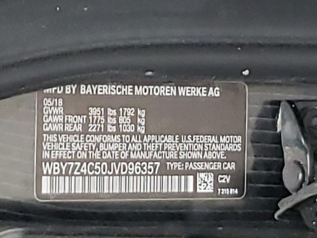 WBY7Z4C50JVD96357 - 2018 BMW I3 REX GRAY photo 12