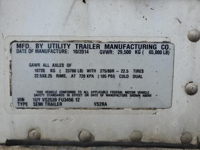 1UYVS2539FU345612 - 2015 UTILITY TRAILER WHITE photo 10