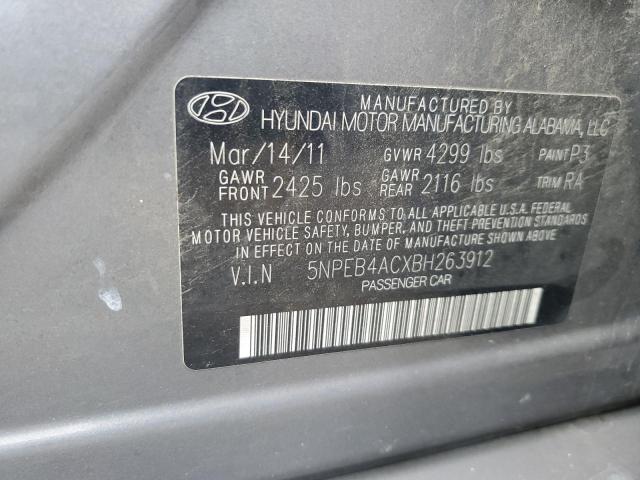 5NPEB4ACXBH263912 - 2011 HYUNDAI SONATA GLS GRAY photo 13