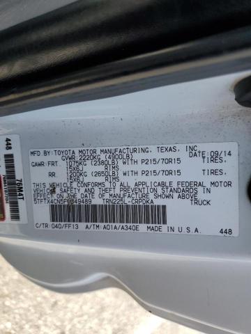 5TFTX4CN5FX049489 - 2015 TOYOTA TACOMA ACCESS CAB თეთრი ფოტო 12