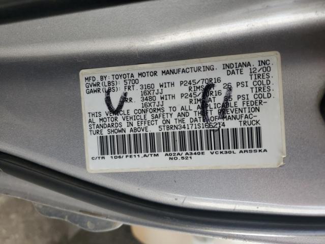5TBRN34171S166214 - 2001 TOYOTA TUNDRA ACCESS CAB SR5 SILVER photo 13