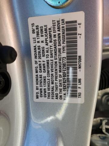 19XFB2F80FE298773 - 2015 HONDA CIVIC EX SILVER photo 13