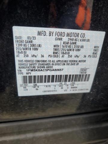 1FM5K8AC5PGA80657 - 2023 FORD EXPLORER POLICE INTERCEPTOR Qara foto 12