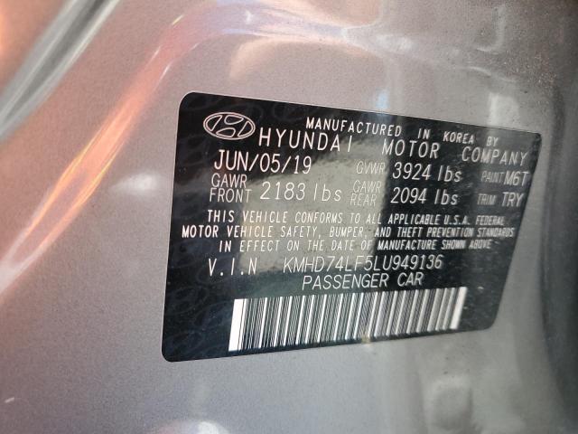 KMHD74LF5LU949136 - 2020 HYUNDAI ELANTRA SE GRAY photo 12