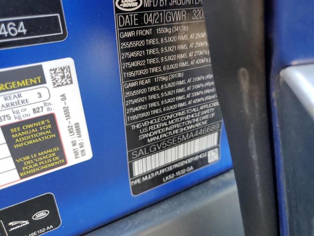 SALGV5SE5MA446689 - 2021 LAND ROVER RANGE ROVE AUTOBIOGRAPHY BLUE photo 13