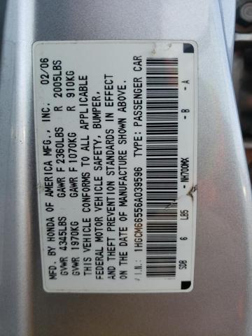 1HGCM66556A039596 - 2006 HONDA ACCORD EX SILVER photo 12