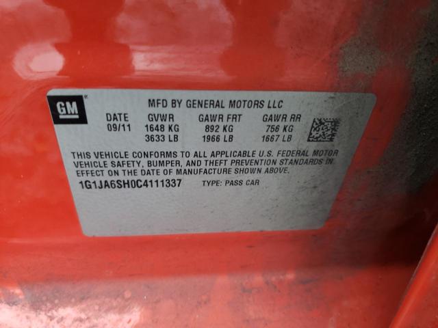 1G1JA6SH0C4111337 - 2012 CHEVROLET SONIC LS 橙色 照片 12