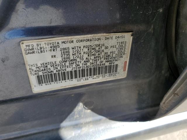 JTEHF21A010025448 - 2001 TOYOTA HIGHLANDER GRAY photo 13