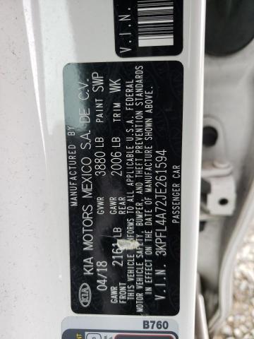 3KPFL4A72JE261594 - 2018 KIA FORTE LX WHITE photo 12