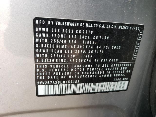 3VV2B7AX9LM159187 - 2020 VOLKSWAGEN TIGUAN SE SILVER photo 12