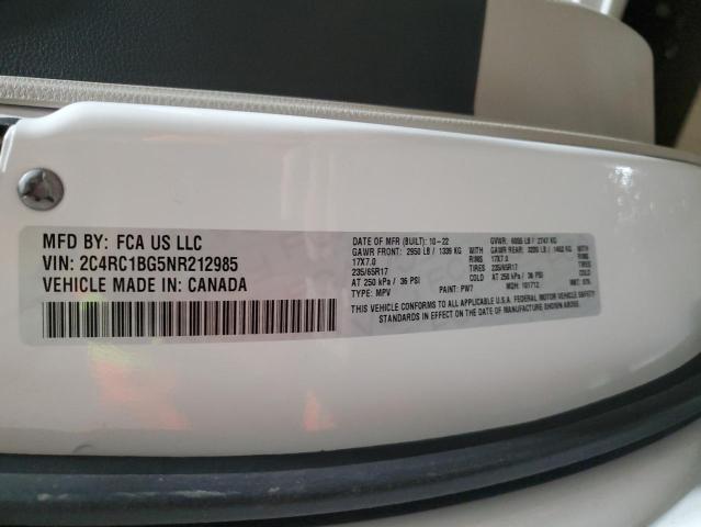 2C4RC1BG5NR212985 - 2022 CHRYSLER PACIFICA TOURING L WHITE photo 13