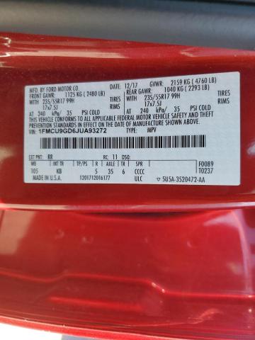 1FMCU9GD6JUA93272 - 2018 FORD ESCAPE SE RED photo 12