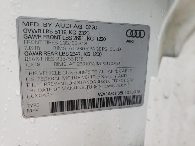 WA1AECF35L1079618 - 2020 AUDI Q3 PREMIUM WHITE photo 12